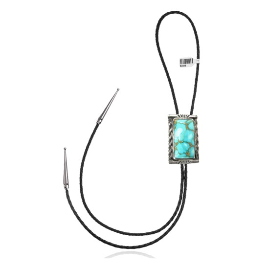 Handmade Certified Authentic Navajo .925 Sterling Silver Native American Natural Turquoise Bolo Tie 34135 Handmade Certified Authentic Navajo .925 Sterling Silver Native American Natural Turquoise Bolo Tie 34135