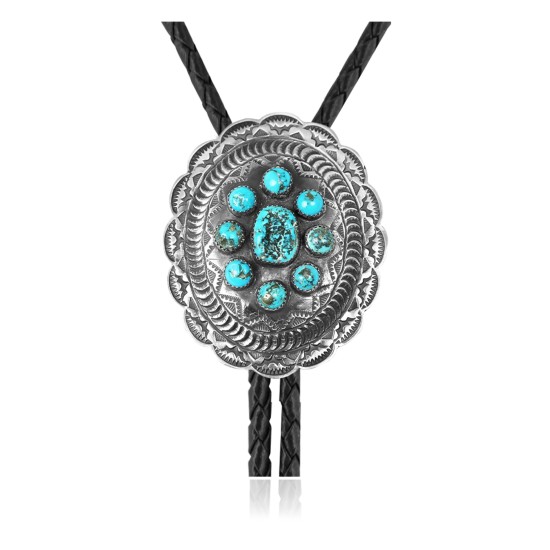 Sun .925 Sterling Silver Certified Authentic Handmade Navajo Native American Natural Turquoise Bolo Tie 34138 Sun .925 Sterling Silver Certified Authentic Handmade Navajo Native American Natural Turquoise Bolo Tie 34138