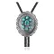 Sun .925 Sterling Silver Certified Authentic Handmade Navajo Native American Natural Turquoise Bolo Tie 34138