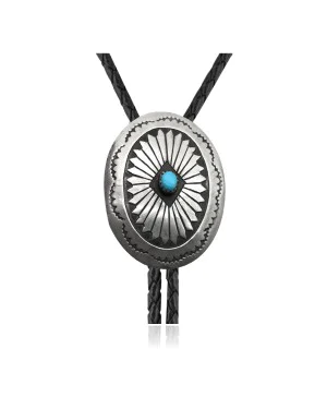 Handmade Certified Authentic Navajo .925 Sterling Silver Native American Natural Turquoise Bolo Tie 34144 Handmade Certified Authentic Navajo .925 Sterling Silver Native American Natural Turquoise Bolo Tie 34144