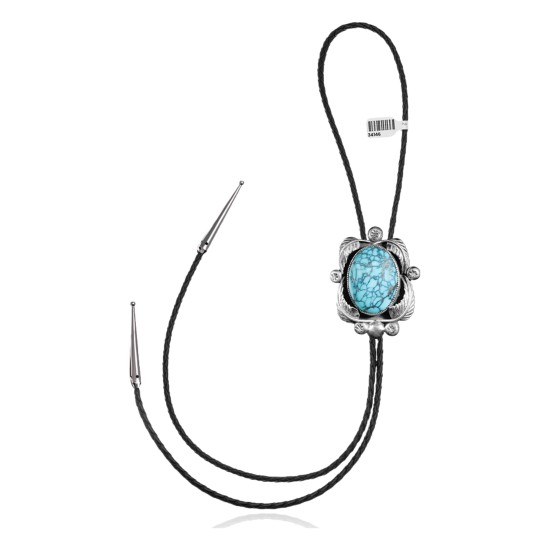 Feather .925 Sterling Silver Certified Authentic Handmade Navajo Native American Natural Turquoise Bolo Tie 34146 Feather .925 Sterling Silver Certified Authentic Handmade Navajo Native American Natural Turquoise Bolo Tie 34146