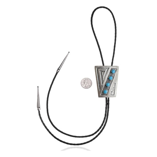 Handmade Certified Authentic Navajo .925 Sterling Silver Native American Natural Turquoise Bolo Tie 34149 Handmade Certified Authentic Navajo .925 Sterling Silver Native American Natural Turquoise Bolo Tie 34149