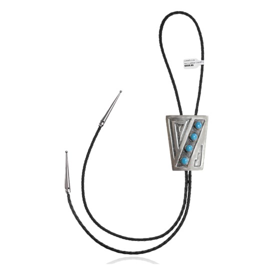 Handmade Certified Authentic Navajo .925 Sterling Silver Native American Natural Turquoise Bolo Tie 34149 Handmade Certified Authentic Navajo .925 Sterling Silver Native American Natural Turquoise Bolo Tie 34149