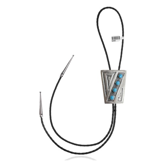Handmade Certified Authentic Navajo .925 Sterling Silver Native American Natural Turquoise Bolo Tie 34149 Handmade Certified Authentic Navajo .925 Sterling Silver Native American Natural Turquoise Bolo Tie 34149