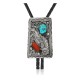 Feather .925 Sterling Silver Certified Authentic Handmade Navajo Native American Natural Turquoise Coral Bolo Tie 34142 Feather .925 Sterling Silver Certified Authentic Handmade Navajo Native American Natural Turquoise Coral Bolo Tie 34142