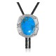 Handmade Certified Authentic Navajo .925 Sterling Silver Native American Natural Turquoise Bolo Tie 34143