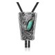 Feather .925 Sterling Silver Certified Authentic Handmade Navajo Native American Natural Turquoise Bolo Tie 34145