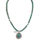 .925 Sterling Silver Certified Authentic Navajo Natural Spiderweb Turquoise Agate Native American Necklace 18281-3-18278