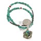 .925 Sterling Silver Certified Authentic Navajo Natural Mountain Turquoise Coral Native American Necklace 18281-2-1601-10