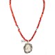 .925 Sterling Silver Certified Authentic Navajo Natural White Buffalo Coral Native American Necklace & Pendant 18279-4-95001
