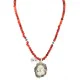 .925 Sterling Silver Certified Authentic Navajo Natural White Buffalo Coral Native American Necklace & Pendant 18279-4-95001