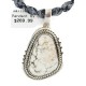 .925 Sterling Silver Certified Authentic Navajo Natural White Buffalo Snowflake Obsidian Native American Necklace 18280-2-16037-6