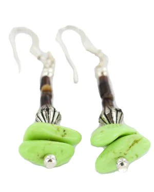Certified Authentic .925 Sterling Silver Hooks Natural Gaspeite Navajo Native American Dangle Earrings 18269-1 Certified Authentic .925 Sterling Silver Hooks Natural Gaspeite Navajo Native American Dangle Earrings 18269-1