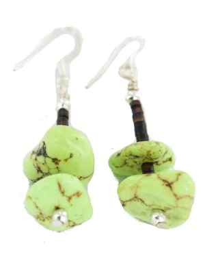 Certified Authentic .925 Sterling Silver Hooks Navajo Natural Gaspeite Native American Dangle Earrings 18269-2 Certified Authentic .925 Sterling Silver Hooks Navajo Natural Gaspeite Native American Dangle Earrings 18269-2