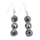 Certified Authentic .925 Sterling Silver Navajo Natural Hematite Native American Dangle Earrings 18270-3