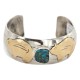 Certified Authentic Handmade Bear Nickel Brass Natural Spiderweb Turquoise Navajo Native American Bracelet 13164
