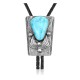 Feather .925 Sterling Silver Certified Authentic Handmade Navajo Native American Natural Turquoise Bolo Tie 34150