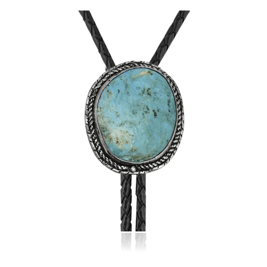 Handmade Certified Authentic Navajo .925 Sterling Silver Native American Natural Turquoise Bolo Tie 34154 Handmade Certified Authentic Navajo .925 Sterling Silver Native American Natural Turquoise Bolo Tie 34154