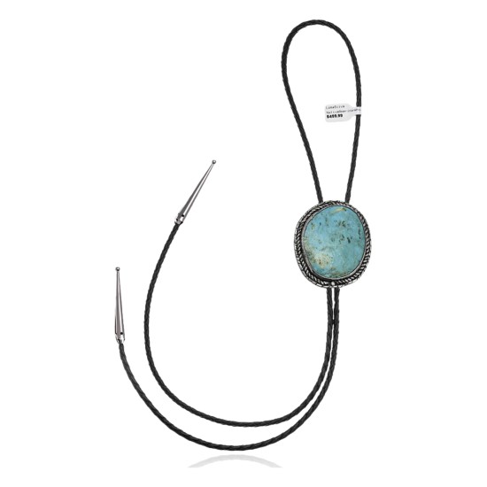 Handmade Certified Authentic Navajo .925 Sterling Silver Native American Natural Turquoise Bolo Tie 34154 Handmade Certified Authentic Navajo .925 Sterling Silver Native American Natural Turquoise Bolo Tie 34154
