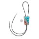 Feather .925 Sterling Silver Certified Authentic Handmade Navajo Native American Natural Turquoise Coral Bolo Tie 34159