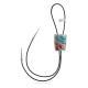 Handmade Certified Authentic Navajo .925 Sterling Silver Native American Natural Turquoise Coral Bolo Tie 34161