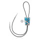 Feather .925 Sterling Silver Certified Authentic Handmade Navajo Native American Natural Turquoise Bolo Tie 34165