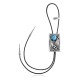 Feather .925 Sterling Silver Certified Authentic Handmade Navajo Native American Natural Turquoise Bolo Tie 34168