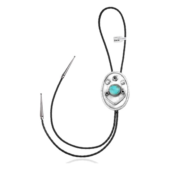 Handmade Certified Authentic Navajo .925 Sterling Silver Native American Natural Turquoise Bolo Tie 34169 Handmade Certified Authentic Navajo .925 Sterling Silver Native American Natural Turquoise Bolo Tie 34169