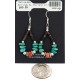 .925 Sterling Silver Hooks Certified Authentic Navajo Natural Turquoise Heishi Coral Hoop Native American Earrings 18263-4