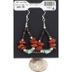 .925 Sterling Silver Hooks Certified Authentic Navajo Natural Turquoise Heishi Red Jasper Hoop Native American Earrings 18263-6 All Products NB160506183405 18263-6 (by LomaSiiva)