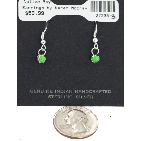 Certified Authentic Navajo .925 Sterling Silver Natural Gaspeite Native American Dangle Earrings 27233-3 Certified Authentic Navajo .925 Sterling Silver Natural Gaspeite Native American Dangle Earrings 27233-3