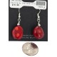 .925 Sterling Silver Hooks Certified Authentic Navajo Coral Native American Dangle Earrings 18254-101