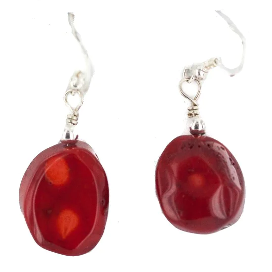 .925 Sterling Silver Hooks Certified Authentic Navajo Coral Native American Dangle Earrings 18254-101 .925 Sterling Silver Hooks Certified Authentic Navajo Coral Native American Dangle Earrings 18254-101