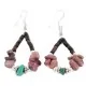 .925 Sterling Silver Hooks Certified Authentic Navajo Natural Turquoise Heishi Charoite Hoop Native American Earrings 18263-2 .925 Sterling Silver Hooks Certified Authentic Navajo Natural Turquoise Heishi Charoite Hoop Native American Earrings 18263-2
