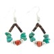 .925 Sterling Silver Hooks Certified Authentic Navajo Natural Turquoise Heishi Coral Hoop Native American Earrings 18263-4