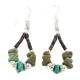.925 Sterling Silver Hooks Certified Authentic Navajo Natural Turquoise Heishi Hoop Native American Earrings 18263-3