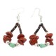 .925 Sterling Silver Hooks Certified Authentic Navajo Natural Turquoise Heishi Red Jasper Hoop Native American Earrings 18263-6 All Products NB160506183405 18263-6 (by LomaSiiva)