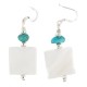 .925 Sterling Silver Hooks Certified Authentic Navajo Natural Turquoise Mother Of Pearl Native American Dangle Earrings 18254-4