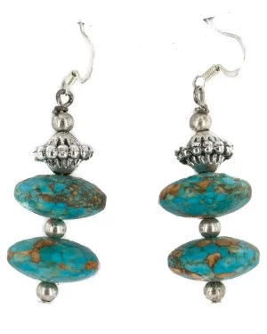 .925 Sterling Silver Hooks Certified Authentic Navajo Turquoise Native American Dangle Earrings 18255-1 .925 Sterling Silver Hooks Certified Authentic Navajo Turquoise Native American Dangle Earrings 18255-1
