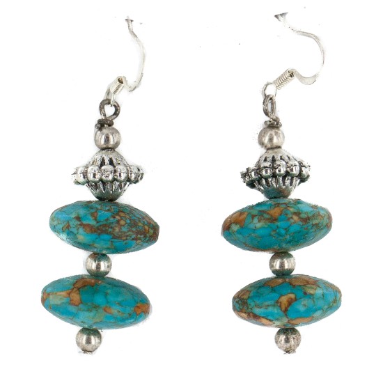 .925 Sterling Silver Hooks Certified Authentic Navajo Turquoise Native American Dangle Earrings 18255-1 .925 Sterling Silver Hooks Certified Authentic Navajo Turquoise Native American Dangle Earrings 18255-1