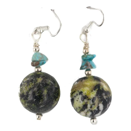 .925 Sterling Silver Hooks Navajo Certified Authentic Natural Green Jasper Native American Dangle Earrings 18251-4 .925 Sterling Silver Hooks Navajo Certified Authentic Natural Green Jasper Native American Dangle Earrings 18251-4