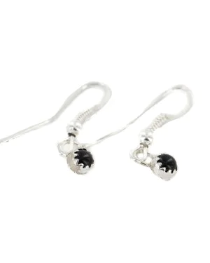 Certified Authentic Navajo .925 Sterling Silver Natural Black Onyx Native American Dangle Earrings 27233-7