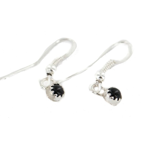 Certified Authentic Navajo .925 Sterling Silver Natural Black Onyx Native American Dangle Earrings 27233-7 All Products NB160506180319 27233-7 (by LomaSiiva)
