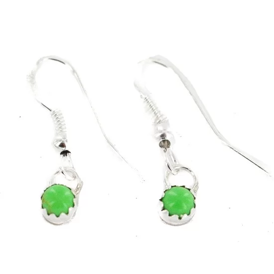 Certified Authentic Navajo .925 Sterling Silver Natural Gaspeite Native American Dangle Earrings 27233-3 Certified Authentic Navajo .925 Sterling Silver Natural Gaspeite Native American Dangle Earrings 27233-3