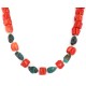Certified Authentic Navajo .925 Sterling Silver Natural Turquoise Coral Native American Necklace 25341-2