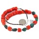 Certified Authentic Navajo .925 Sterling Silver Natural Turquoise Coral Native American Necklace 25341-2