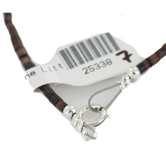 .925 Sterling Silver Certified Authentic Navajo Natural Turquoise Hematite Jasper Native American Necklace 25338-7 .925 Sterling Silver Certified Authentic Navajo Natural Turquoise Hematite Jasper Native American Necklace 25338-7