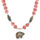 Carved Fetish Bear .925 Sterling Silver Certified Authentic Navajo Natural Turquoise Pink Quartz Blood Stone Native American Necklace 25338-5