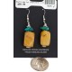 .925 Sterling Silver Hooks Certified Authentic Navajo Natural Turquoise Agate Native American Earrings 18285-1