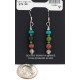 .925 Sterling Silver Hooks Certified Authentic Navajo Natural Turquoise Green Quartz Goldstone Native American Earrings 18286-5